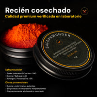 Azafrán en polvo Premium Safranwunder – recién cosechado, calidad premium verificada en laboratorio