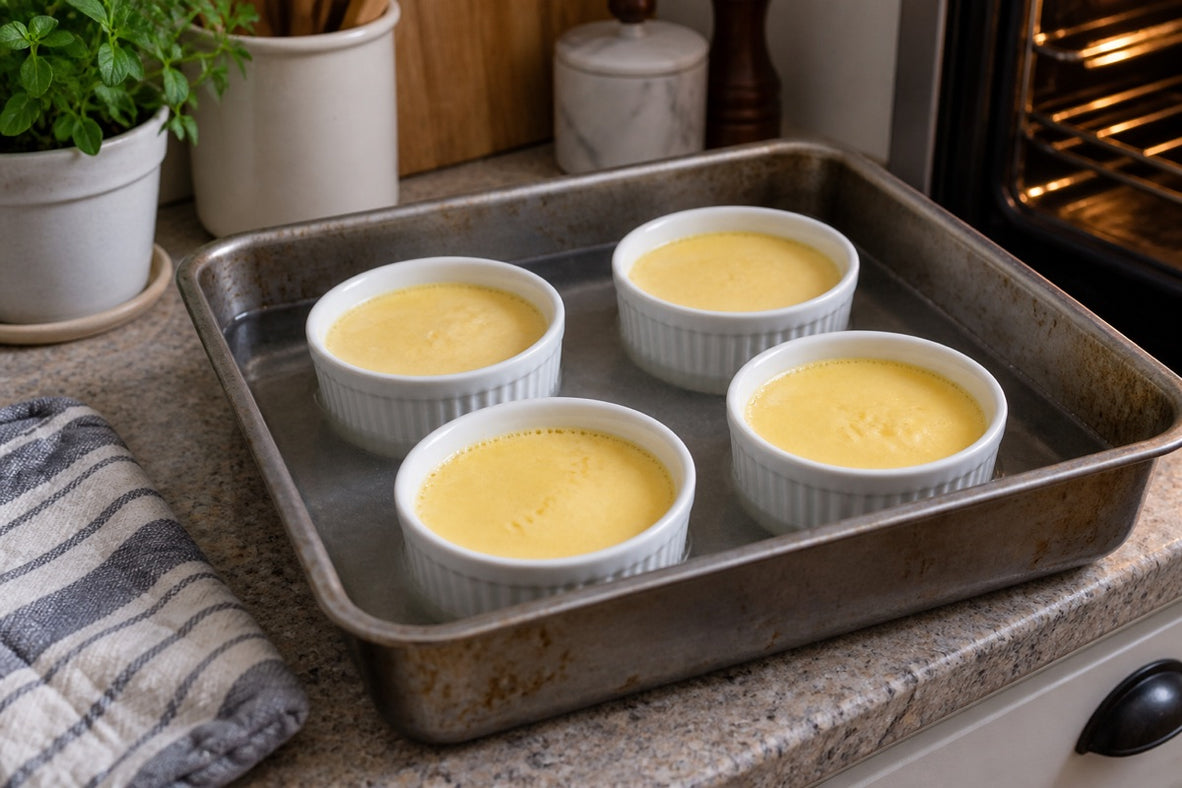 Stampini con crema allo zafferano a bagnomaria prima della cottura al forno