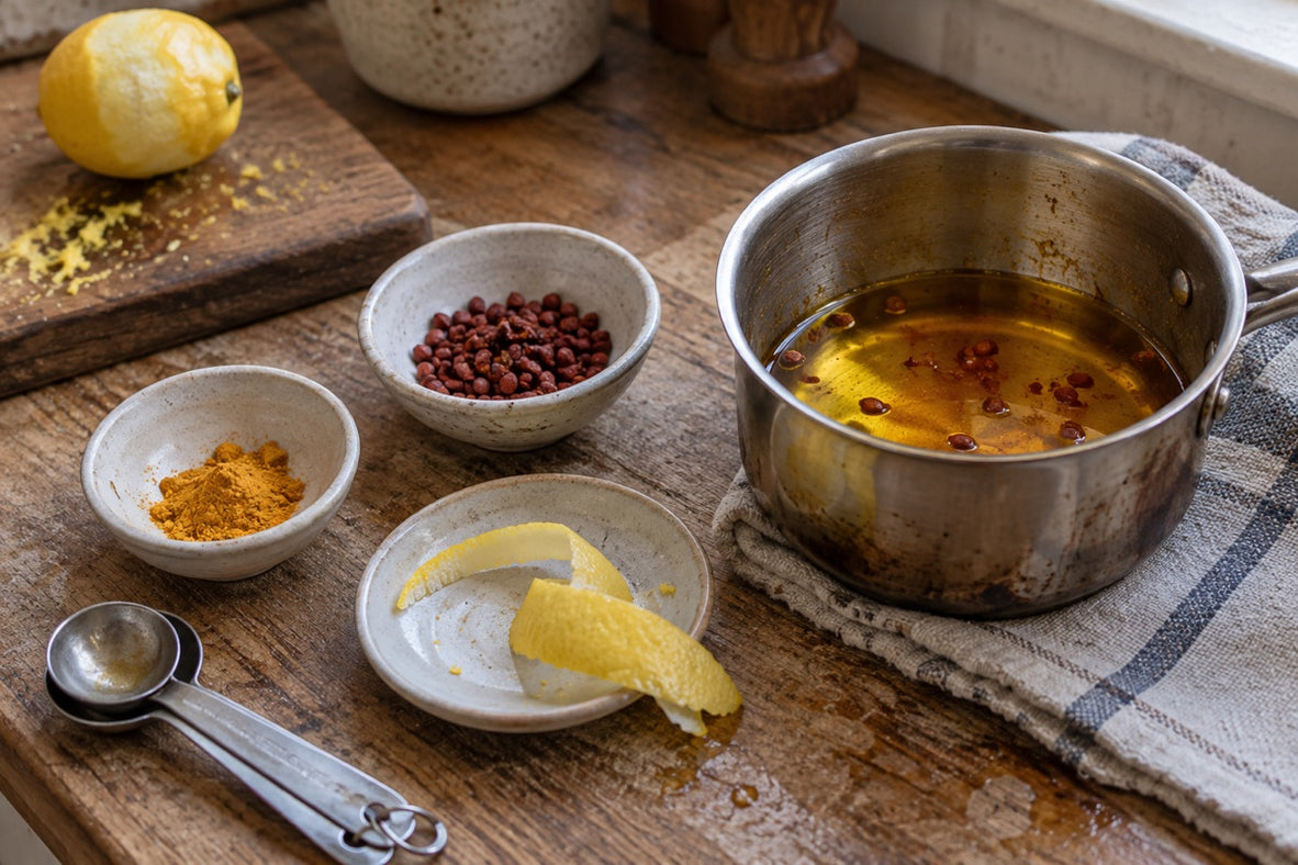 Curcuma, semi di annatto e scorza di limone a confronto nella cucina casalinga