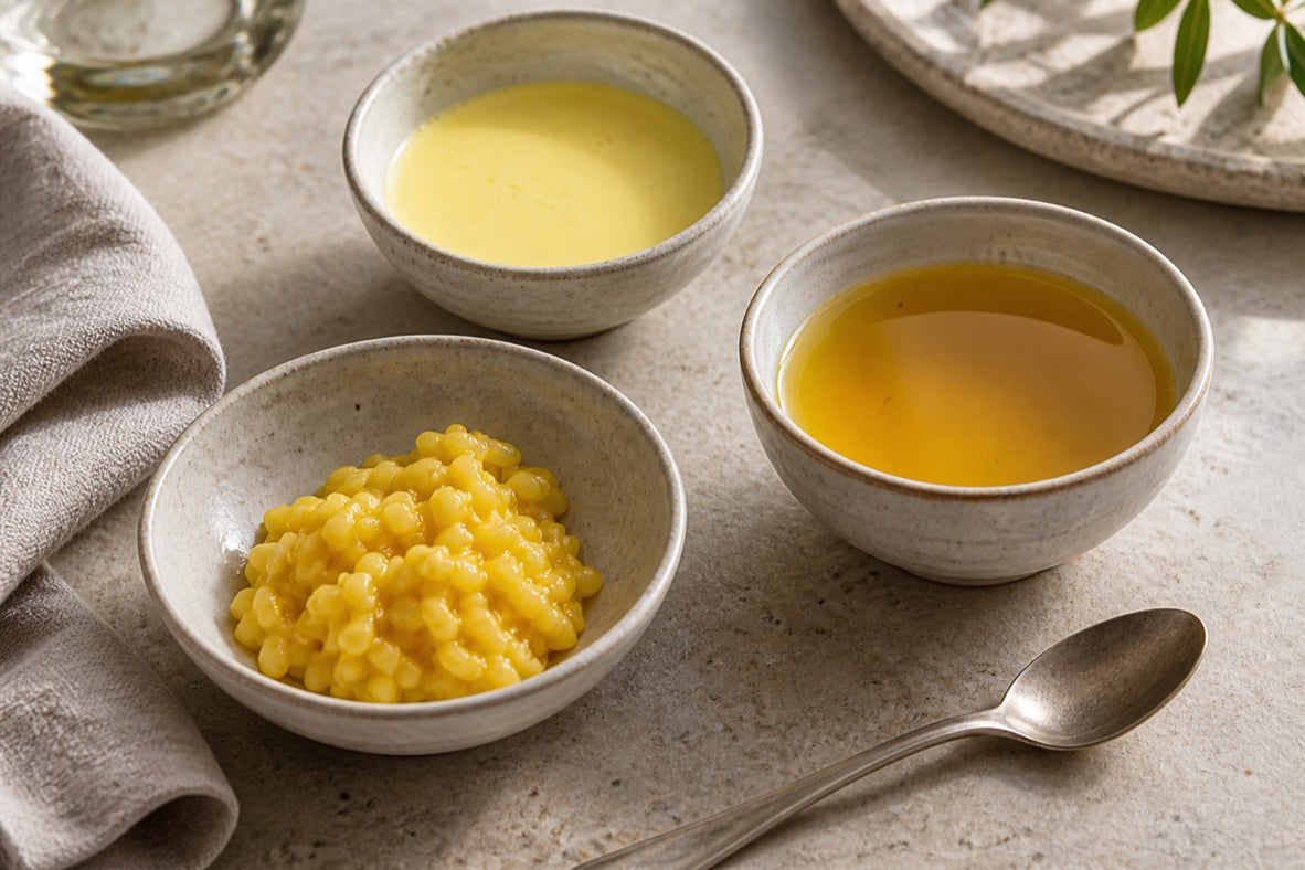Saffron in rice, broth, and milk base for tasting sample